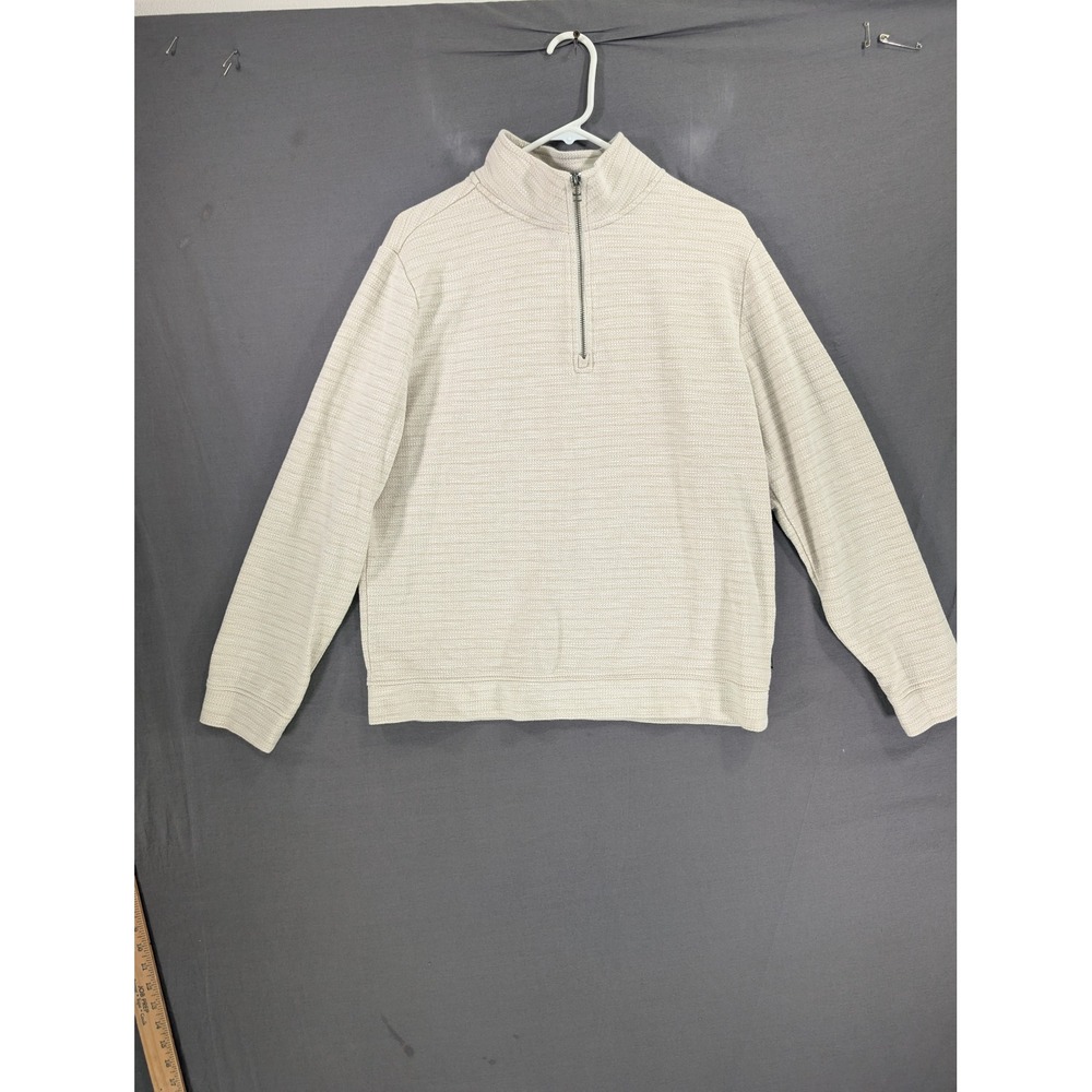 Dockers Mens Quarter Zip Pullover Sweater Beige Textured Size M